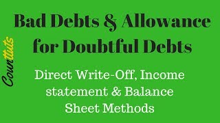 Bad Debt amp Allowance for Bad Debts  Direct WriteOff Balance Sheet amp Income Statement Method [upl. by Navada]