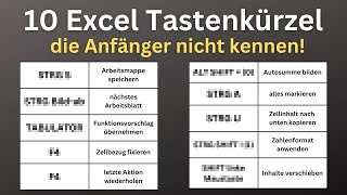 Excel  10 Tastenkombinationen für Einsteiger  mit Übersicht [upl. by Atalee771]