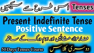 Day 2 Tense║present indefinite tense║positive sentence║present indefinite simple║50 days tenses [upl. by Wenn]