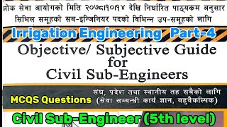 Irrigation Engineering Part4 MCQs for Civil SubEngineer Loksewa 5th Level objective MCQ questions [upl. by Notnil]