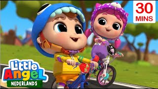 Leren Fietsen  Little Angel  Moonbug Kids Nederlands  Kindertekenfilms [upl. by Ahtnammas]