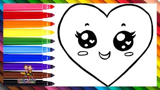 Zeichnen Und Ausmalen Eines Süßen Regenbogenherzens ❤️🌈 Zeichnungen Für Kinder [upl. by Jovia896]