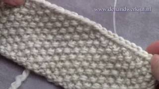 Breien basissteken Gerstekorrel  Knit Seed stitch [upl. by Nosahc939]