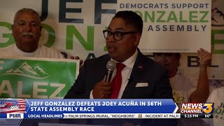 Jeff Gonzalez defeats Joey Acuña in 36th State Assembly race [upl. by Essyla551]