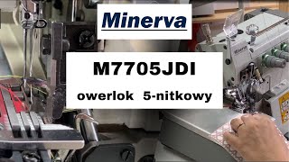 Minerva M7705jdi owerlok przemysłowy 5 nitkowy  prezentacja oraz nawlekanie [upl. by Leynad970]