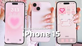 ✨️ iPhone 15 ✨️ 📱 Aesthetic Unboxing amp Customization 🎀📦🌸 ASMR [upl. by Enilorak]