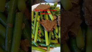 Stir Fry Garlic Stem With Beef  simple recipe and easy to prepared [upl. by Aramaj]