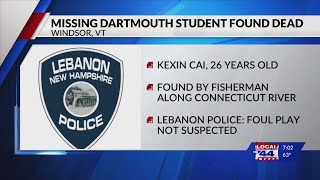 Missing Dartmouth student found dead in Connecticut River [upl. by Ehr176]