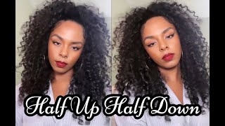 Half Up Half Down Curly Hair Style  Soft Dramatic Hair Styles  Kibbe Body Types [upl. by Bhayani]