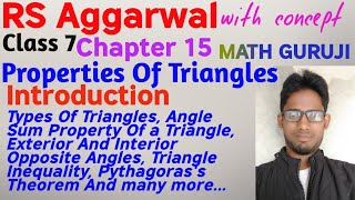 Rs Aggarwal class 7 Chapter 15 Introduction  Properties of Triangles  MATH GURUJI [upl. by Htebyram]