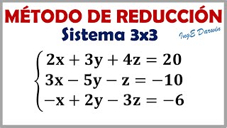 Método de Reducción  Sistema de Ecuaciones Lineales 3x3  Ejercicio 1 [upl. by Duke249]