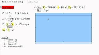 Zinsrechnung 7 Aufgaben mit Lösungen [upl. by Adolfo]