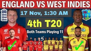 England vs West Indies 4th T20 2024  England vs West Indies 4th T20 Playing 11 Eng vs WI Squad [upl. by Wexler]