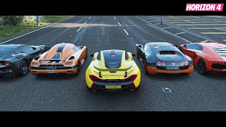 Forza Horizon 4  Top10 Fastest Speed Hypercars Drag Race [upl. by Notsuj]