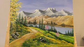 Spring Landscape By A Lake  Acrylic Painting Tutorial [upl. by Millwater]