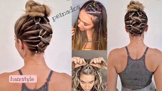 ideas de peinados con cabello recogido y cabello suelto  chicas fashions [upl. by Orabla]