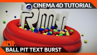 Cinema 4D Tutorial  Text Bursting from a Ball Pit [upl. by Zipnick]