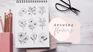 How To Draw Flowers  Florals Step By Step [upl. by Ellezig]