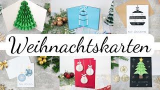 DIY Weihnachtskarten aus Papier basteln  6 einfache Ideen [upl. by Nairoc267]