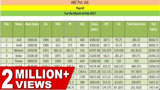 HOW TO CREATE PAYROLLSALARY SHEET PAYSLIP IN EXCELHindi [upl. by Elia]