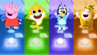 Peppa pig 🆚 Baby Shark 🆚 Bluey Bingo 🆚 Oddbods Bubbles Tiles Hop [upl. by Ellerad169]