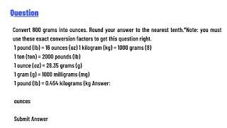 Convert 800 grams into ounces [upl. by Tiena]