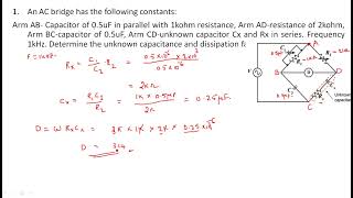 Schering Bridge  Example Problems 12  Electrical Instruments  EIM   Lec  52 [upl. by Frolick]