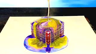 Abstract Fluid Art  Fluidpainting by Pouring Acrylic Paint along a Wire over a Glass Candle Holder [upl. by Jehoash794]