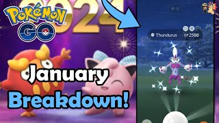 JANUARY 2024 Event Breakdown In Pokémon GO  Community Day Research Raids amp Spotlight Hours [upl. by Alinoel]