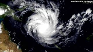 Satellite amp Radar Timelapse  Tropical Cyclone Yasi [upl. by Walrath729]