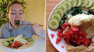 ASMR Whisper Eating Sounds  Delicious Rice Hummus amp Salad [upl. by Bethezel]