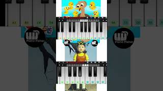 SQUID Game DOLL Theme Vs Five Little Duck  Easy Piano Tune shorts [upl. by Ahtoelc]