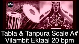 Ektaal vilambit 20 bpm  Tabla amp Tanpura Scale A [upl. by Joacima]