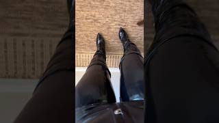 Latex leggings walking 🏃🏼‍♀️♀️ pov fashion leather love latex style ootd shiny grwm fyp [upl. by Levesque]