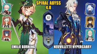 F2P Emilie Burning amp Neuvillette Furina  Spiral Abyss 48  Floor 12  Genshin Impact [upl. by Ellenhoj32]