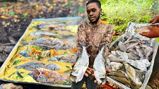 THE MASSIVE COOKOUT BEFORE THE STORM  cooking the huge catch [upl. by Naimed256]