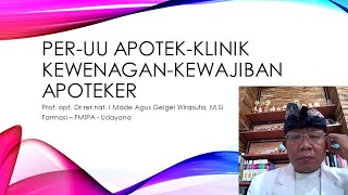 Per UU apotek klinik kewenagan kewajiban Apoteker [upl. by Widera]