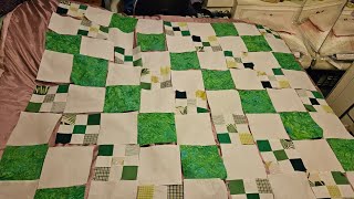 Adapted Irish Chain Quilt part 2 quilting recycling patchwork [upl. by Delgado]