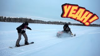 vlogg KÖR SNOWBOARD BAKOM SNÖSKOTER [upl. by Bucella]