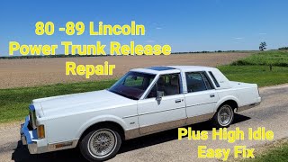 1980  1989 Lincoln Town Car Mark VI Power Trunk Pop Repair amp Idle Control Motor Cleaning [upl. by Preston306]