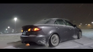 Mazdaspeed 6 Sliding in the Snow feat flames [upl. by Yhtnomit844]