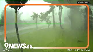 Security camera captures moment Florida tornado blew in from Hurricane Milton [upl. by Annaoj]