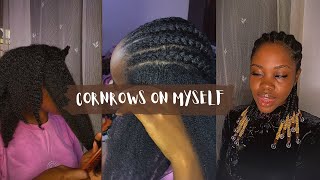 Cornrows on myself without extentions  cornrows with beads [upl. by Thirion]