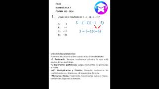 PAES Matemáticas 1  Pregunta 1  FORMA 113  2024 education pdt psu educacionchile [upl. by Elyrpa]