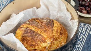 NoKnead Dutch Oven Bread 5 ingredients [upl. by Amye]