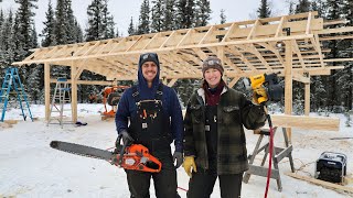 Building a Sawmill Shed  Install Rafters and Metal Roofing  Total Project Cost [upl. by Notniuqal]