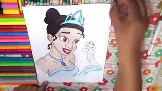 Dibujando a Tiana  La Princesa y el Sapo Princesas de Disney [upl. by Nrobyalc]