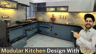 Modular Kitchen design with price 2024Simple Modular Kitchen in U shape Laminate Kitchen Design [upl. by Lehar257]