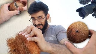 OPENING COCONUT AT HOME FIRST TIME [upl. by Radbourne483]