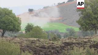 Turkish tanks firing into the Afrin area of northern Syria [upl. by Adnale]